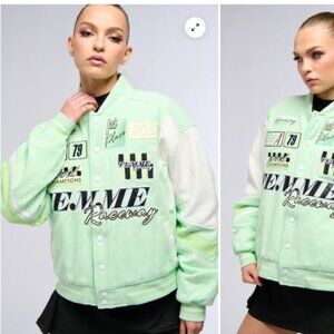 FIRST THINGS FIRST EMBROIDERED BOMBER - L